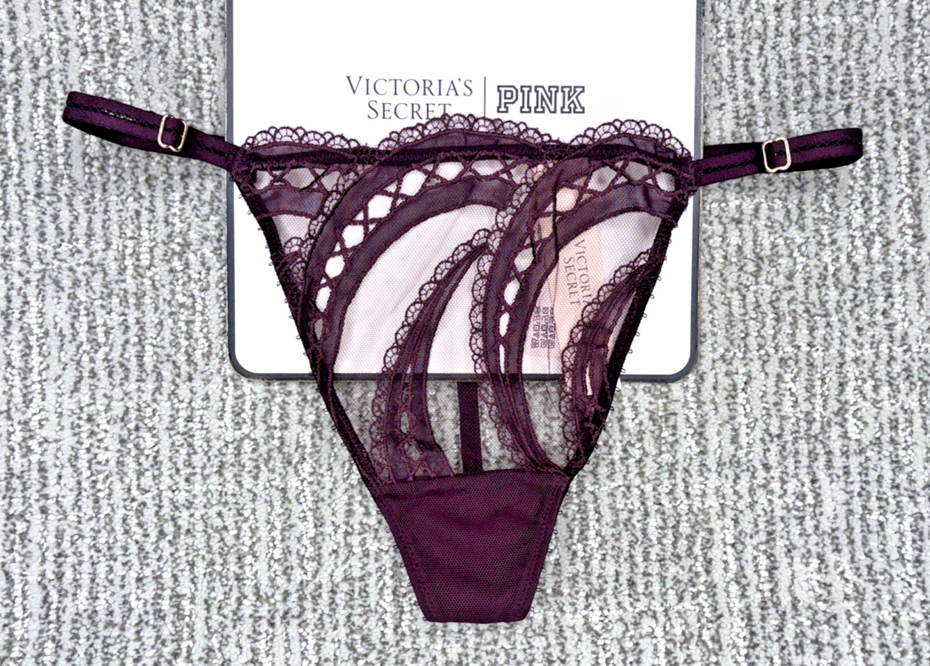 Victoria’s Secret Very Sexy NWT XL Purple Laces Out Adjustable V String Panty