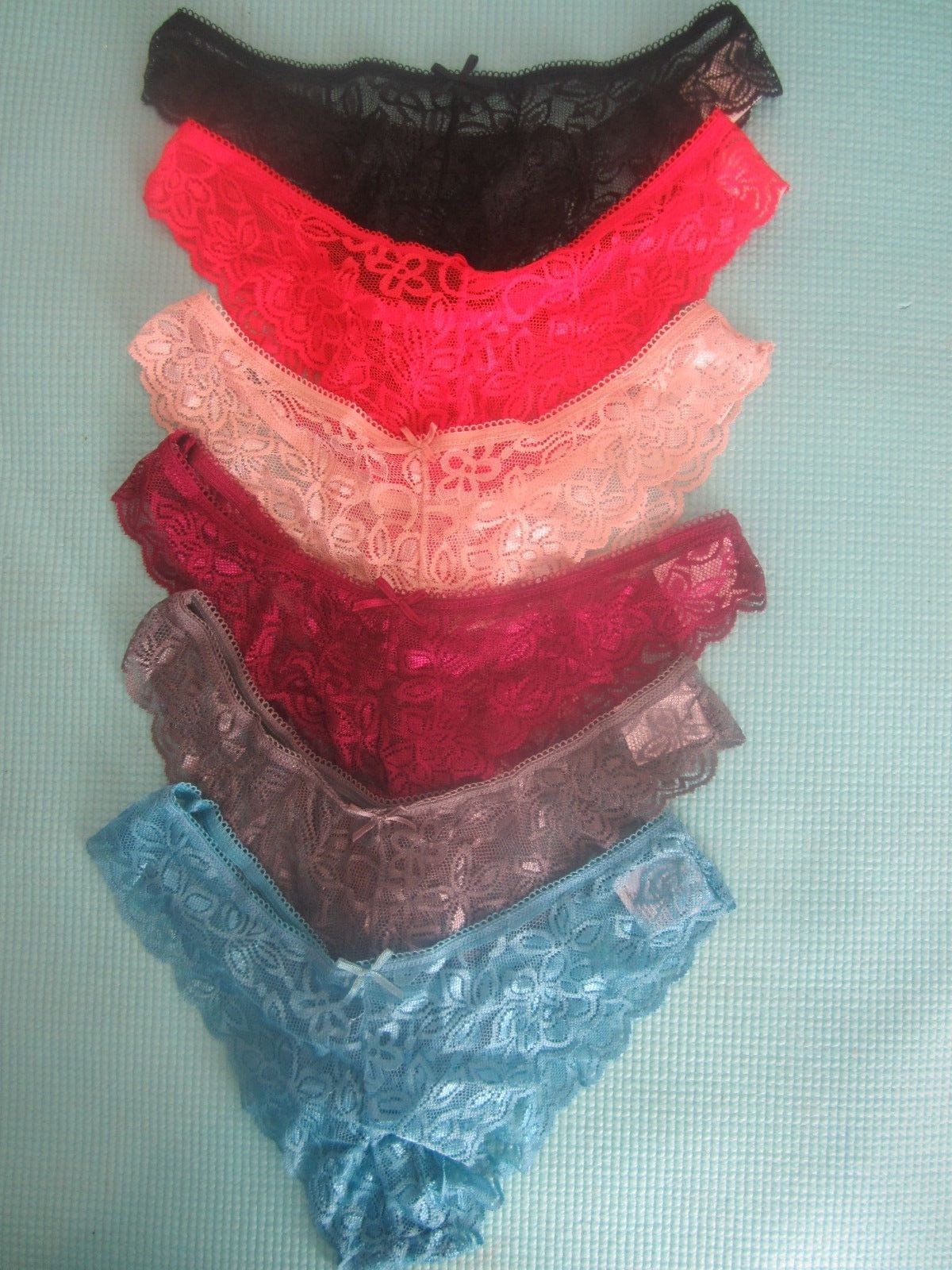NWOT Lot of 6 Women LACE CHEEKY Panties Multiple Colors Size LARGE