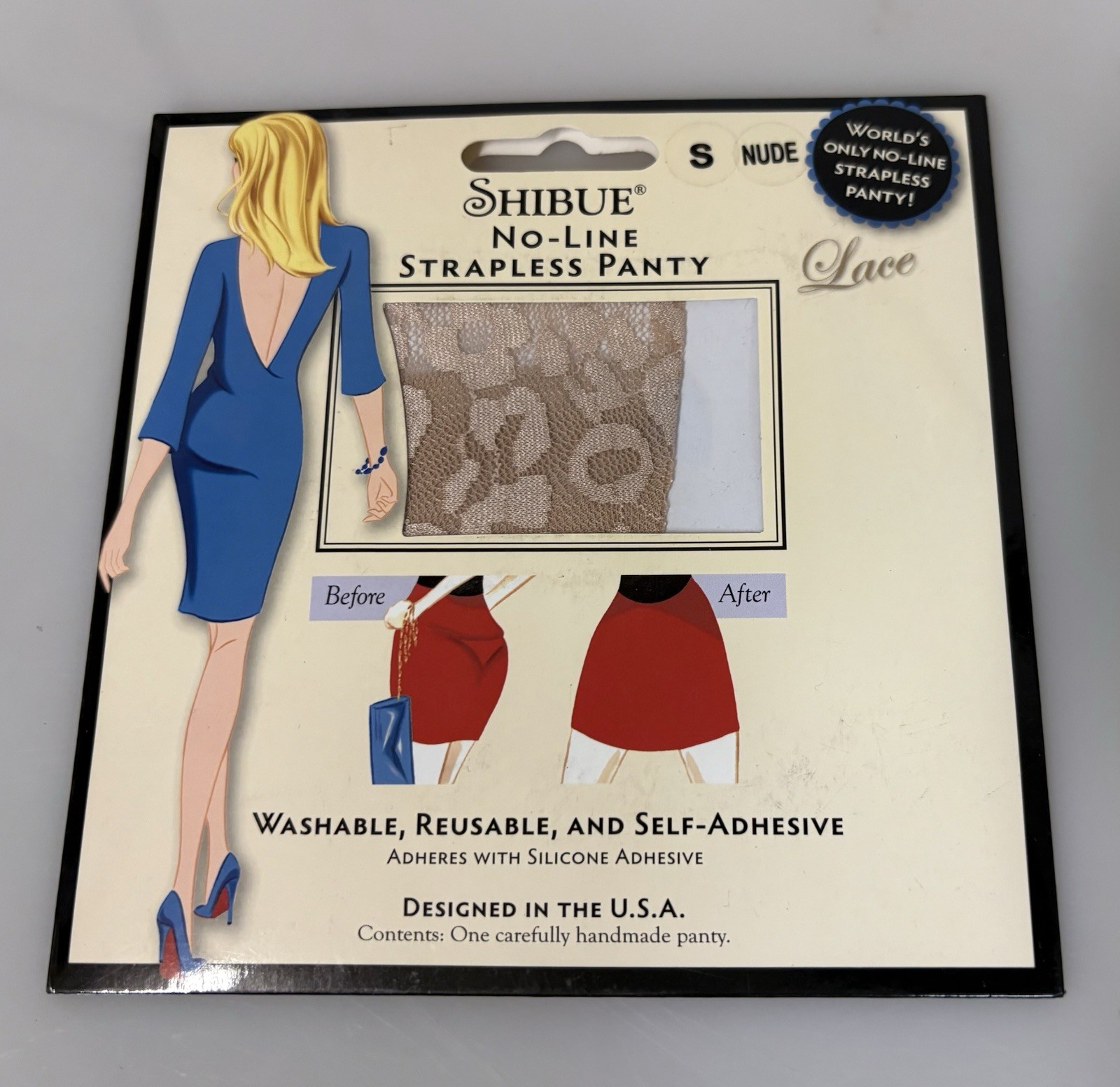 Shibue No-Line Strapless Panty Nude Lace Size S Designed in the USA BRAND NEW