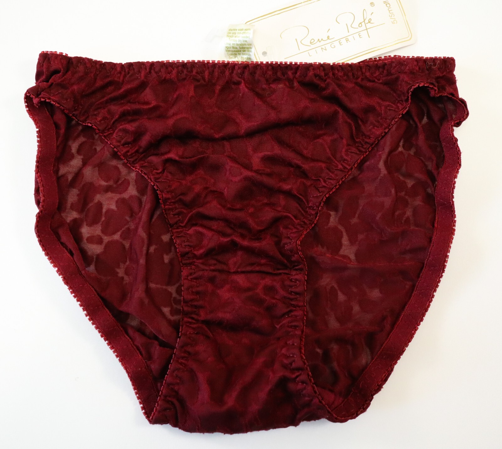 NEW Rene Rofe TRUE VTG 90s Y2K Silky Sheer Leopard Bikini Panty Sz SMALL