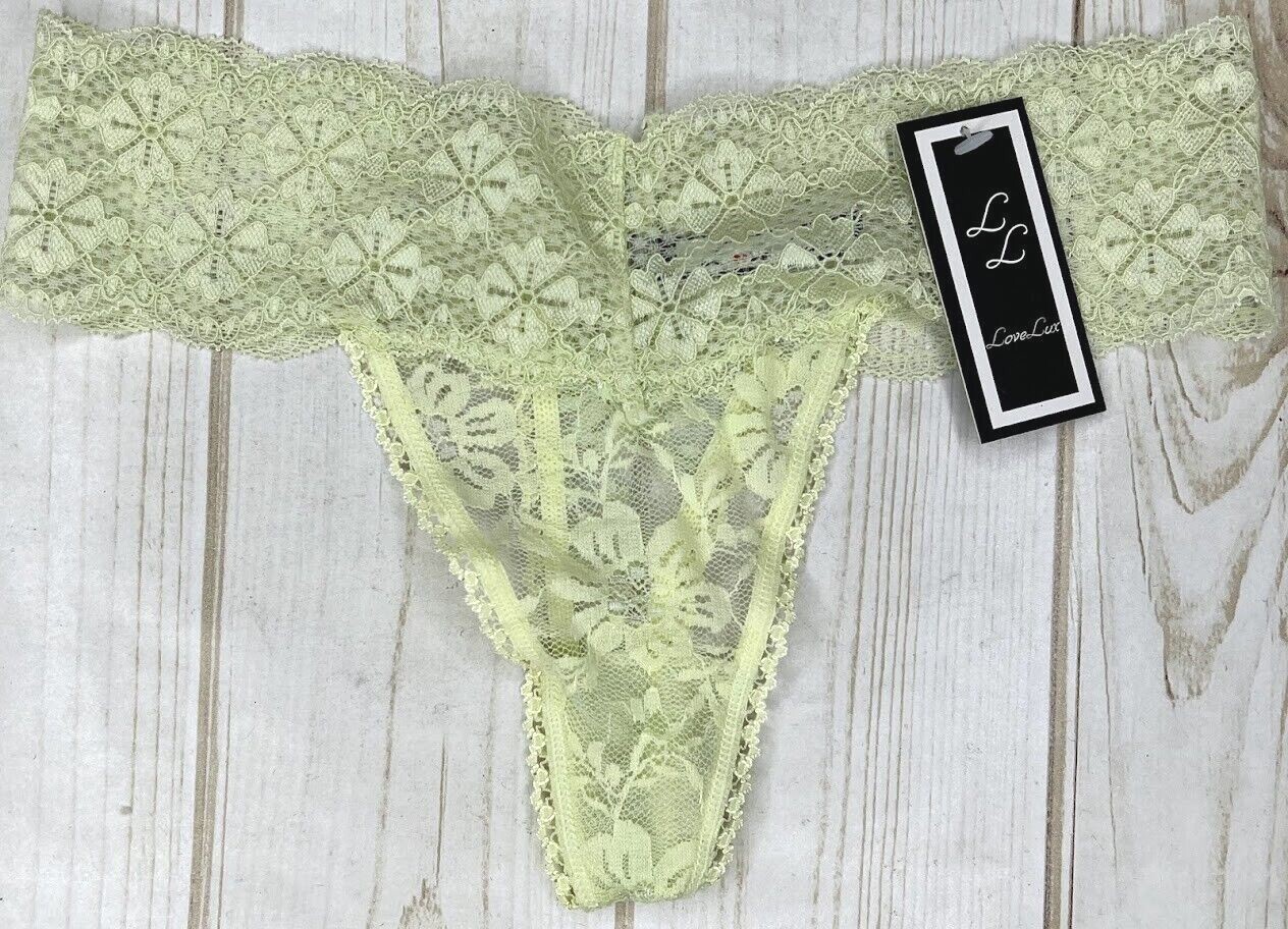 New 6 Pairs Love Lux Sexy Lace Thong Panties Black Blue Yellow Pink Beige
