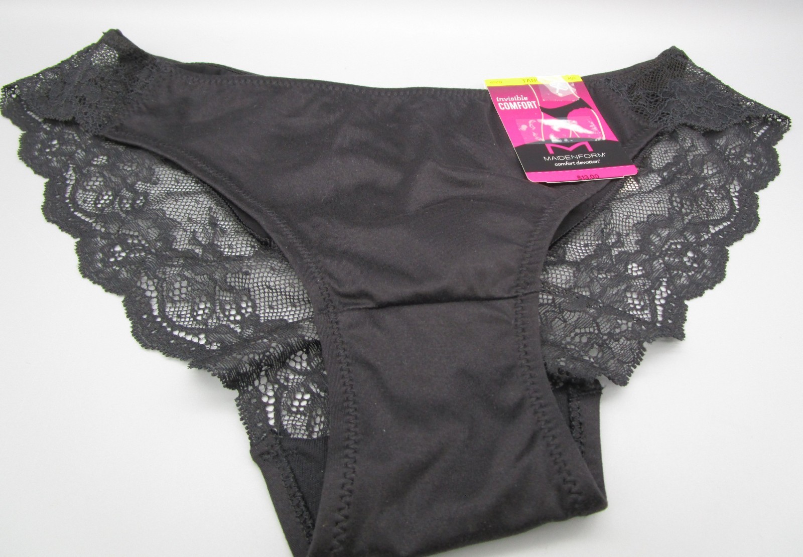MAIDENFORM~M 6~40159~Black Comfort Devotion Lace Back Tanga