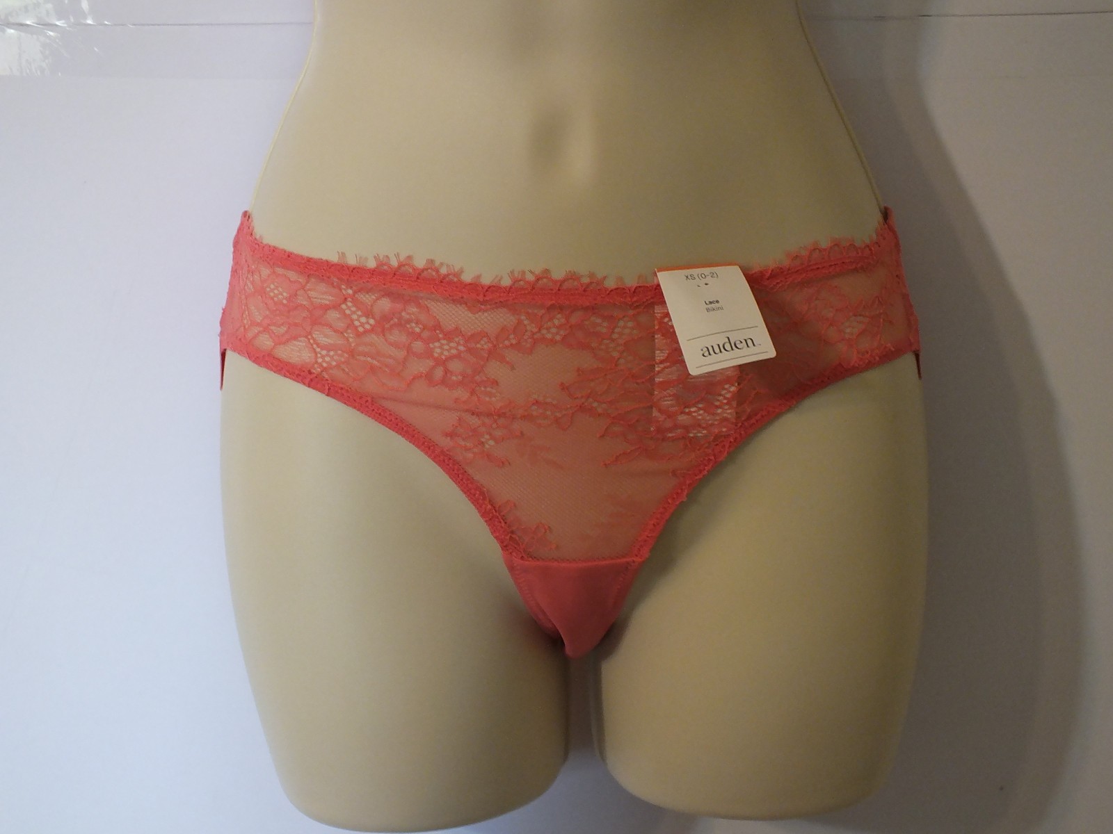 Auden Lace Bikini Underwear Coral Lightweight Nylon Spandex Blend Women XS (0-2)
