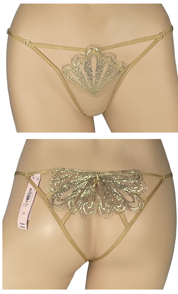 VICTORIAS SECRET VERY SEXY SHOWGIRL EMBROIDERED V-STRING THONG PANTY XS S M L XL