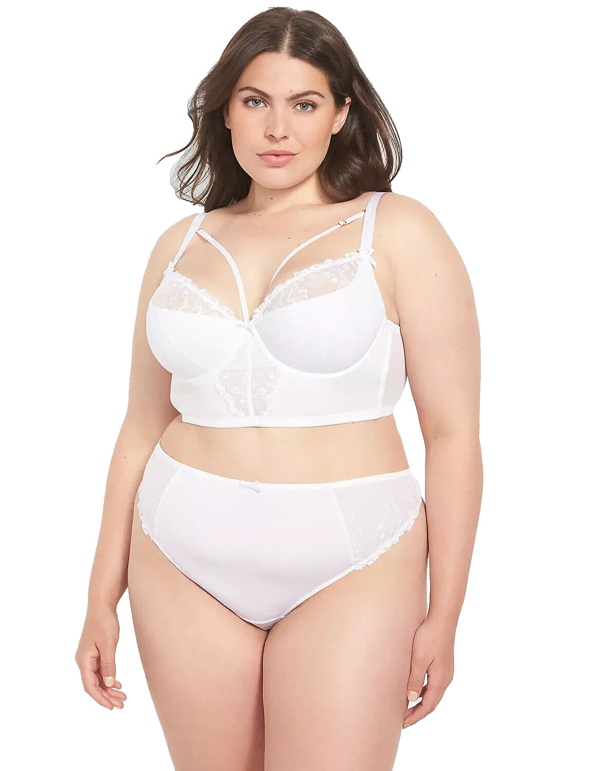 Cacique~New With Tags~White Embroidered High-Leg Thong~Size 14-16W (XL-0X)