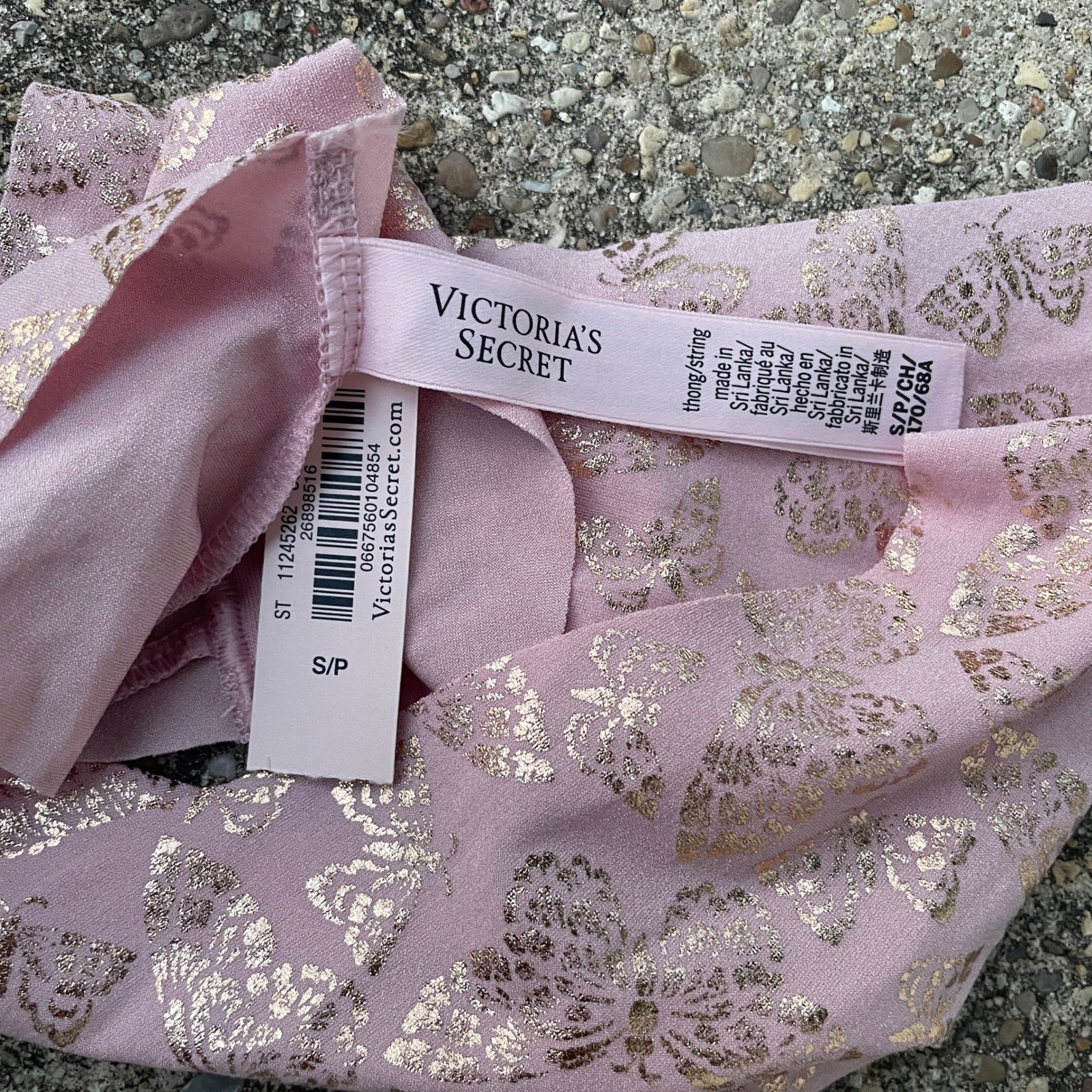 Victoria’s Secret Seamless Thong Panty Small Pink Gold Butterfly Girlhoodcore