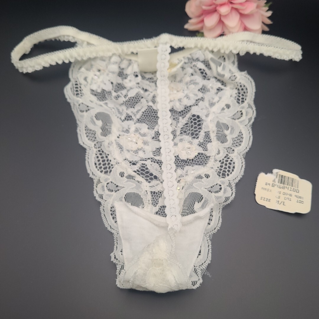 VTG M/L Victorias Secret 80’s 90’s T String G String Thong Panties Beaded Lace