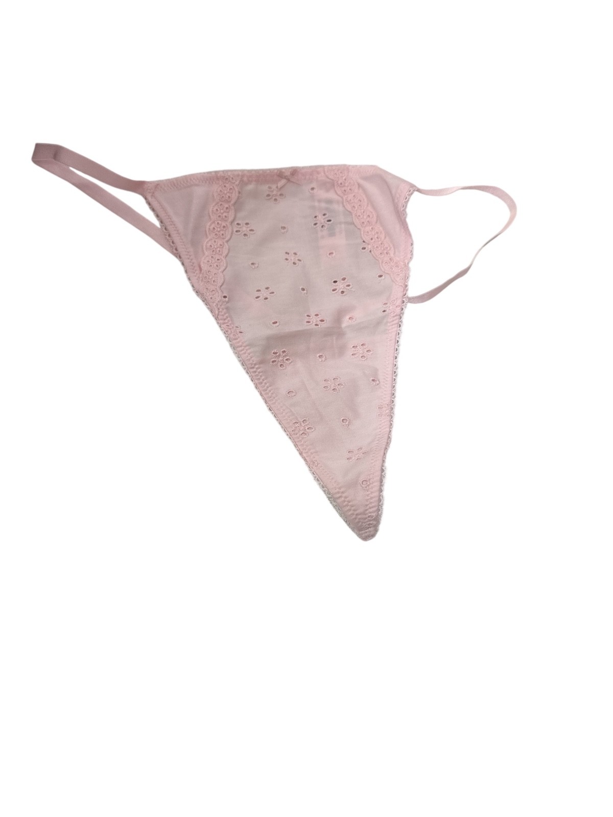Victoria’s Secret Stretch Cotton Eyelet V-String Panty Color Pink NWT