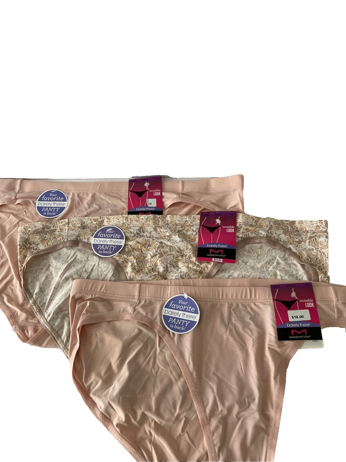 NEW Maidenform 3 Pair Barely There Invisible Look Bikini Panties 2XL/9