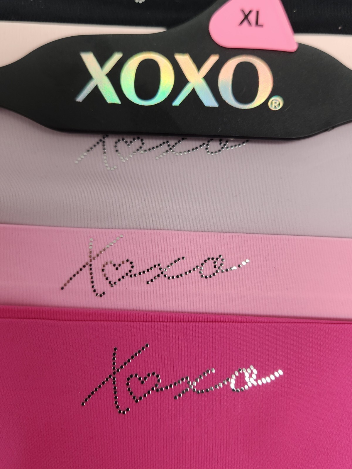 XOXO Women’s XLarge 5-Pack No Lines Thong Panties Black Pink Lavender Beige