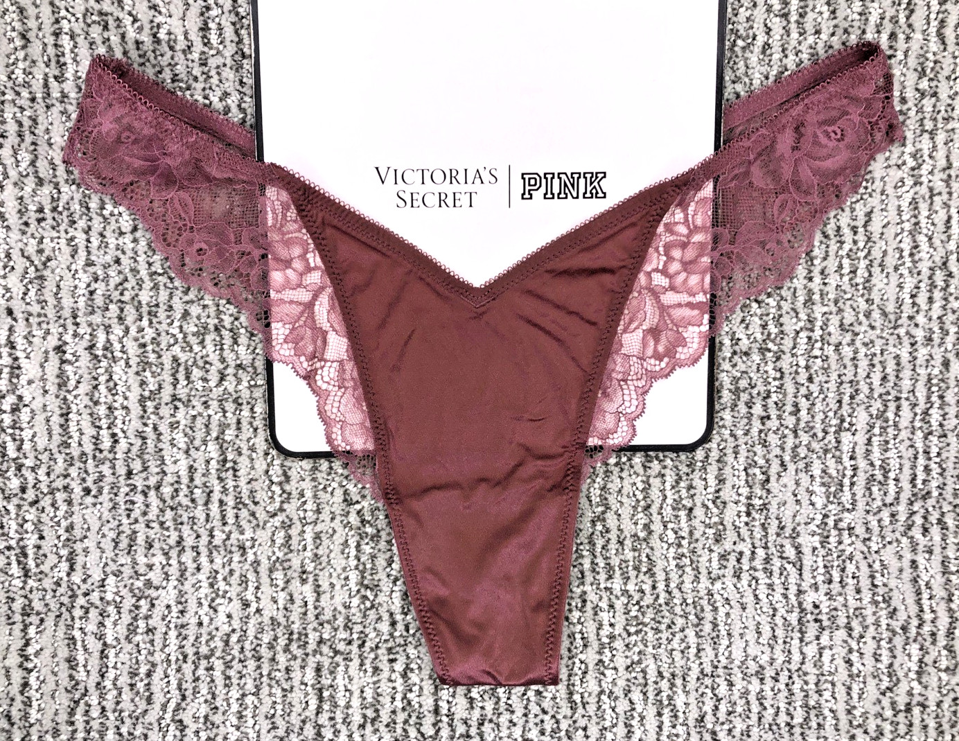 Victoria’s Secret Very Sexy NWT XS Purple Lace Trim High Leg Thong Panty