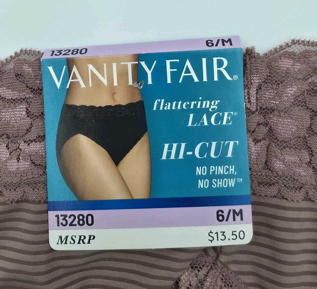 Vanity Fair Panties Womens 6/M Multicolor Flattering Lace Hi-Cut 3-Pair 13280