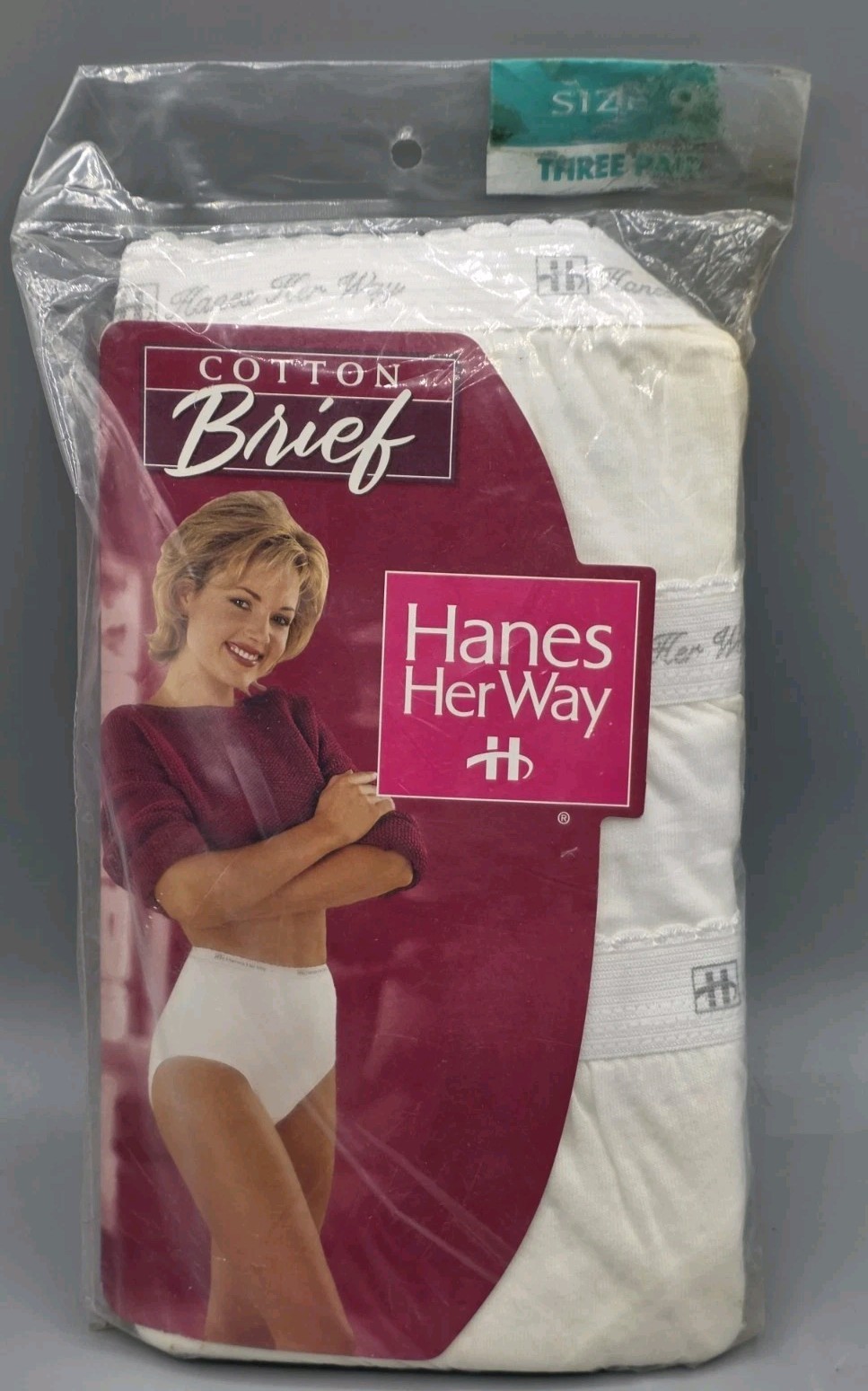 VINTAGE 1997 Hanes Her Way Cotton Brief (3) Pair Size 9 White – NEW