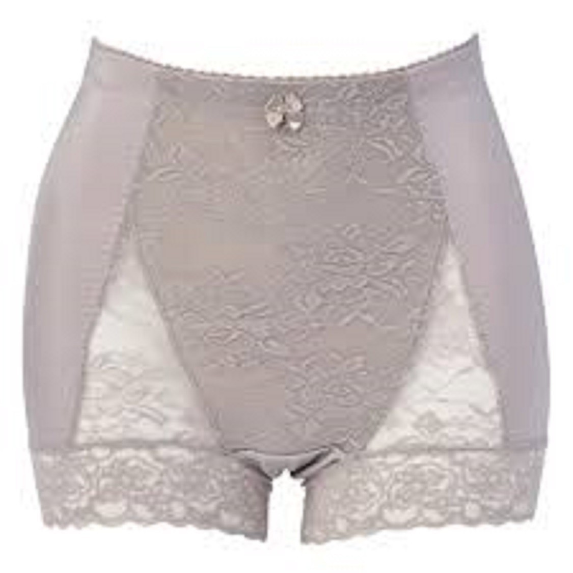 Rhonda Shear Panties Shaper Boy Shorts Plus size 1X Beige Lace Leg RN # 109608