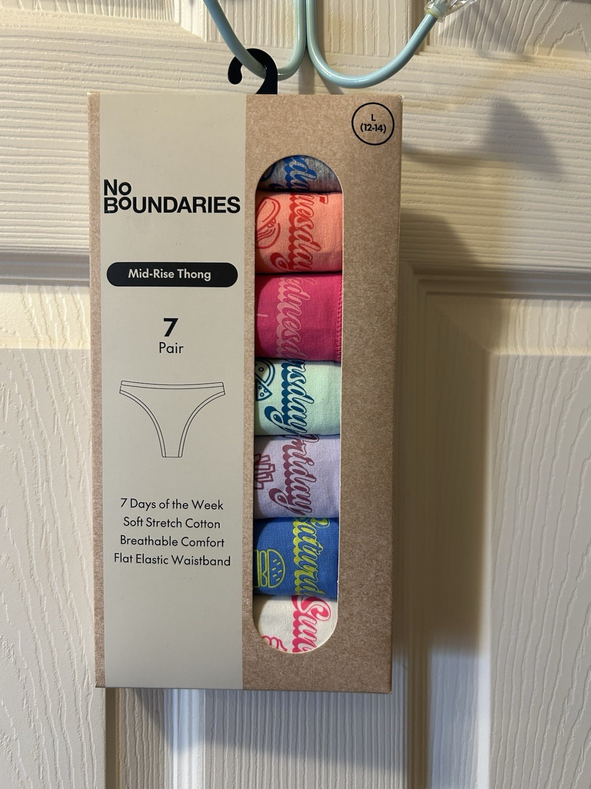 No Boundaries Large Women’s Panties 7 Pair Days Of The Week Cotton NWT