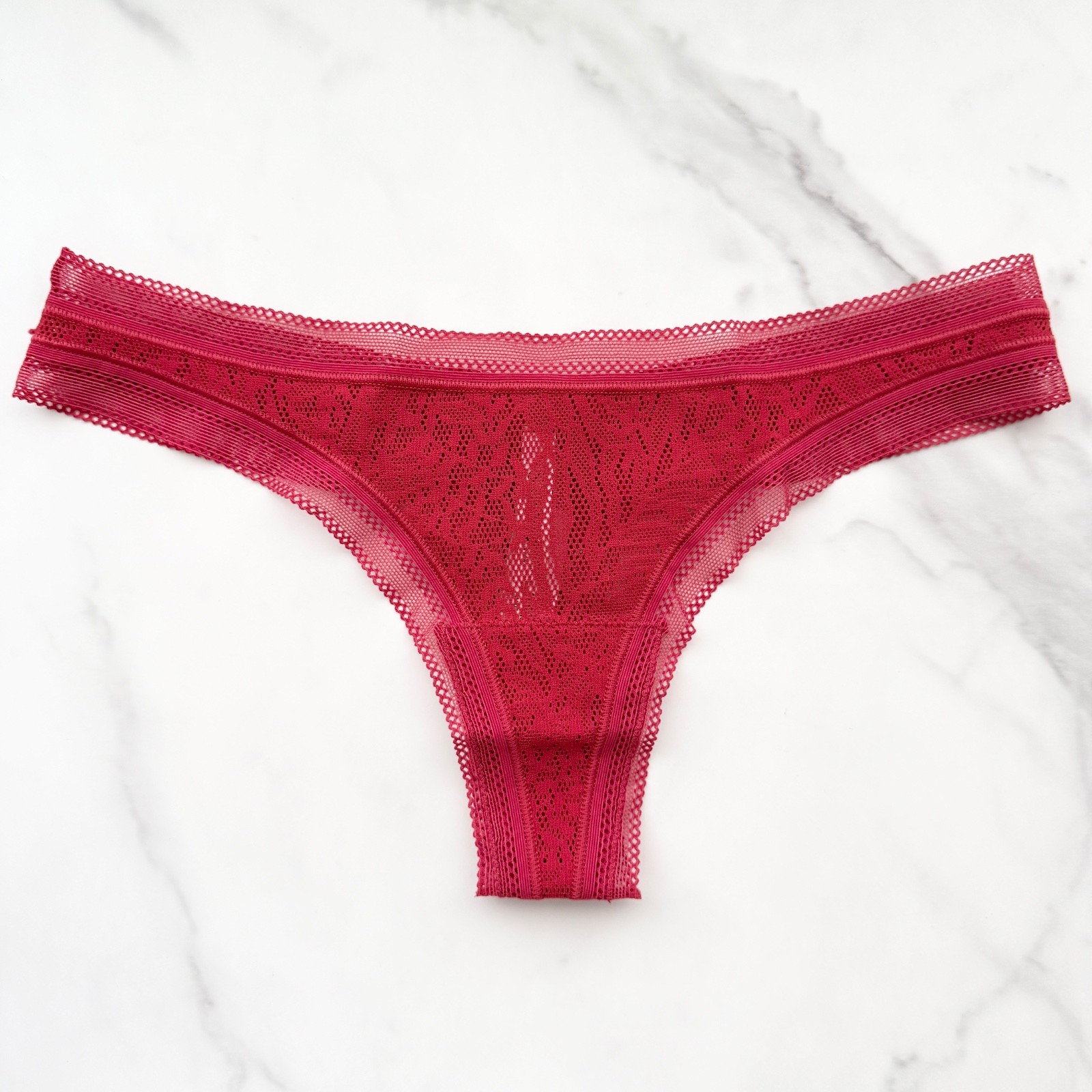 Soma Stretch Lace Thong Panty Paint The Town Red SZ XS/S/M/L/XL