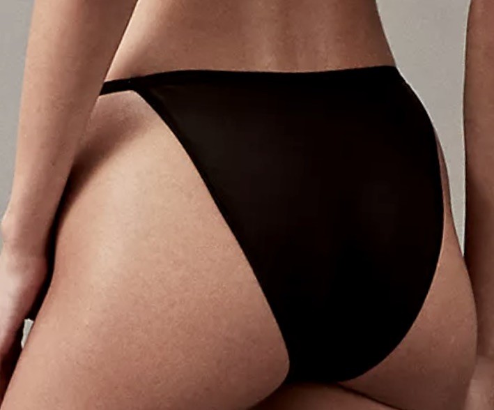 CALVIN KLEIN Ideal Stretch Micro Black String Bikini Panty Womens Sz S 5 M 6 L 7