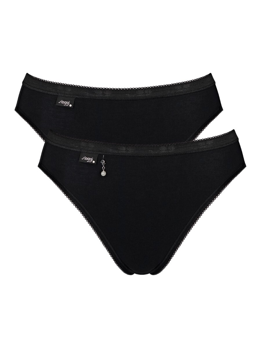 Sloggi Basic Pearl Tai High Leg Briefs Knickers 2 Pack 10221621