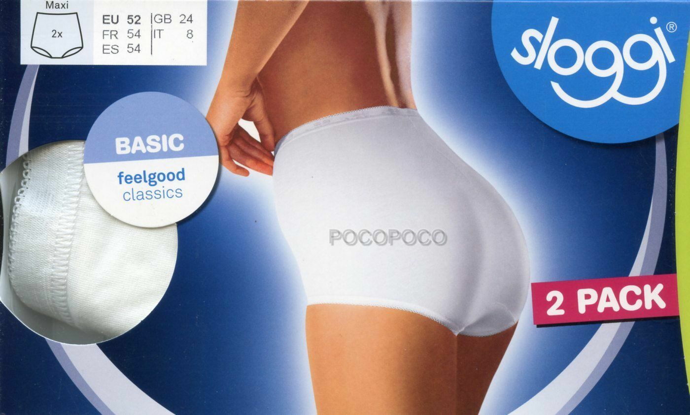 2 Slip da donna in cotone elastico di Sloggi mutanda Basic Maxi elasticizzato