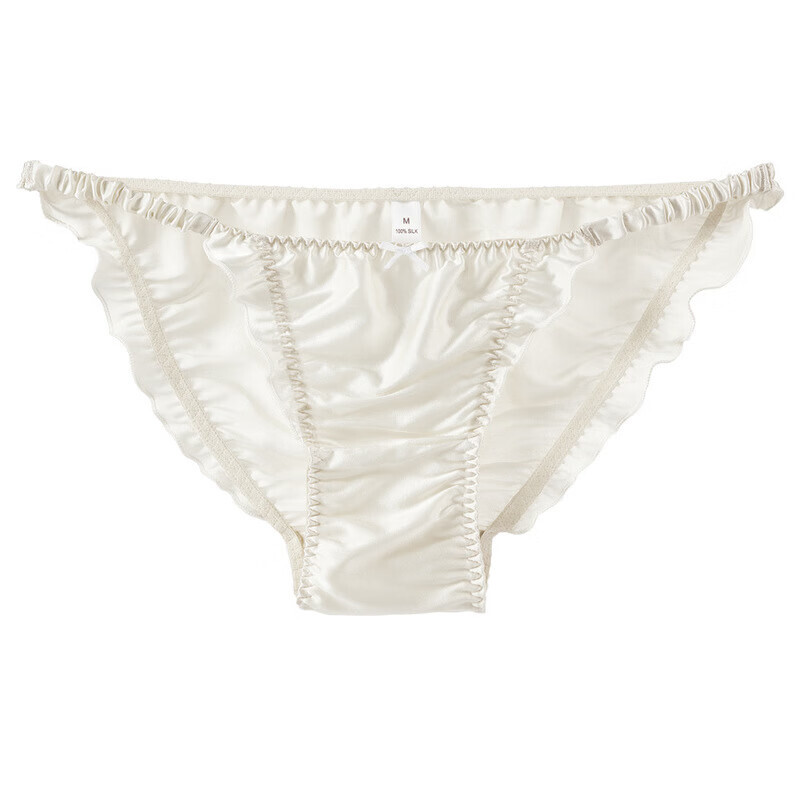 2 Pairs Women’s Silk Underwear Thin Edges Ruffled Triangular Bikinis Knickers