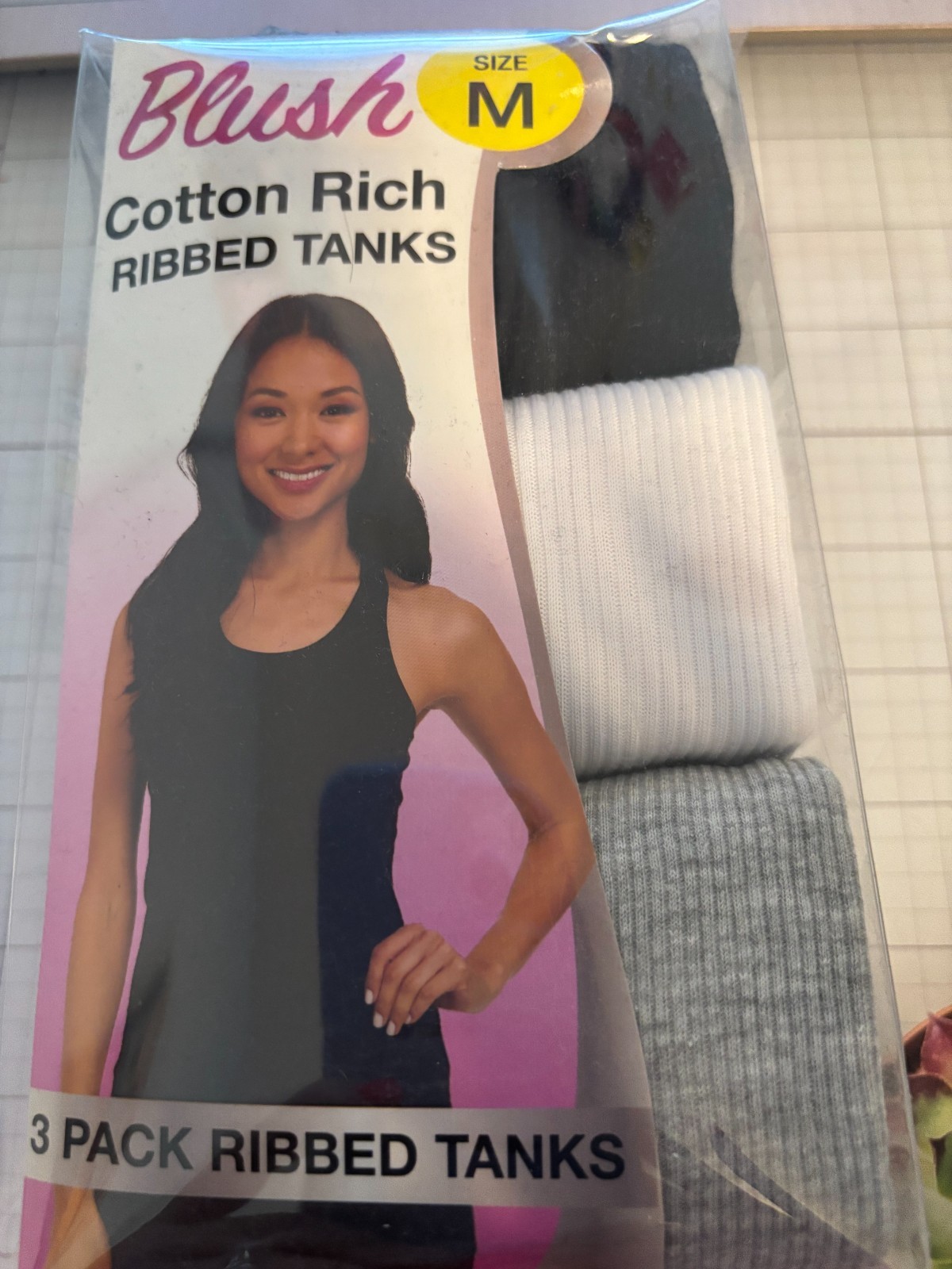 Blush Cotton Razor Back Ribbed Tanks 3 pack Size 6-8 Medium