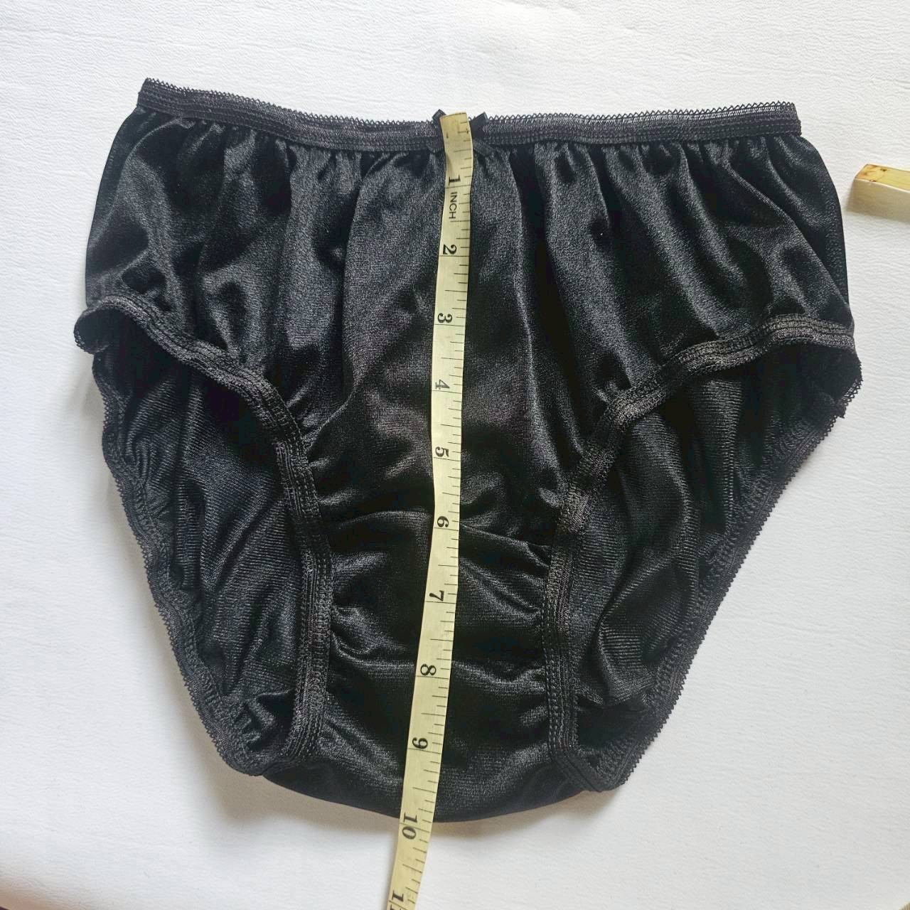 6pcs Black Bikini Panties Underwear Woman Vintage Nylon Soft Silky Hip 34″-38″ L