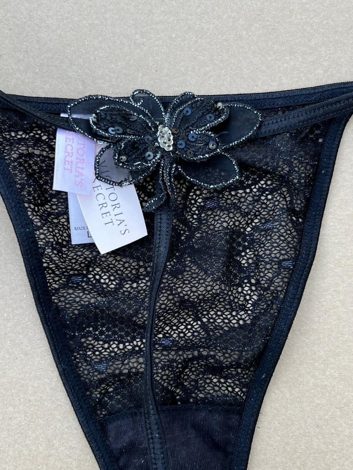 Vintage Victoria’s Secret Butterfly Thong Vstring Panties L NWT RARE