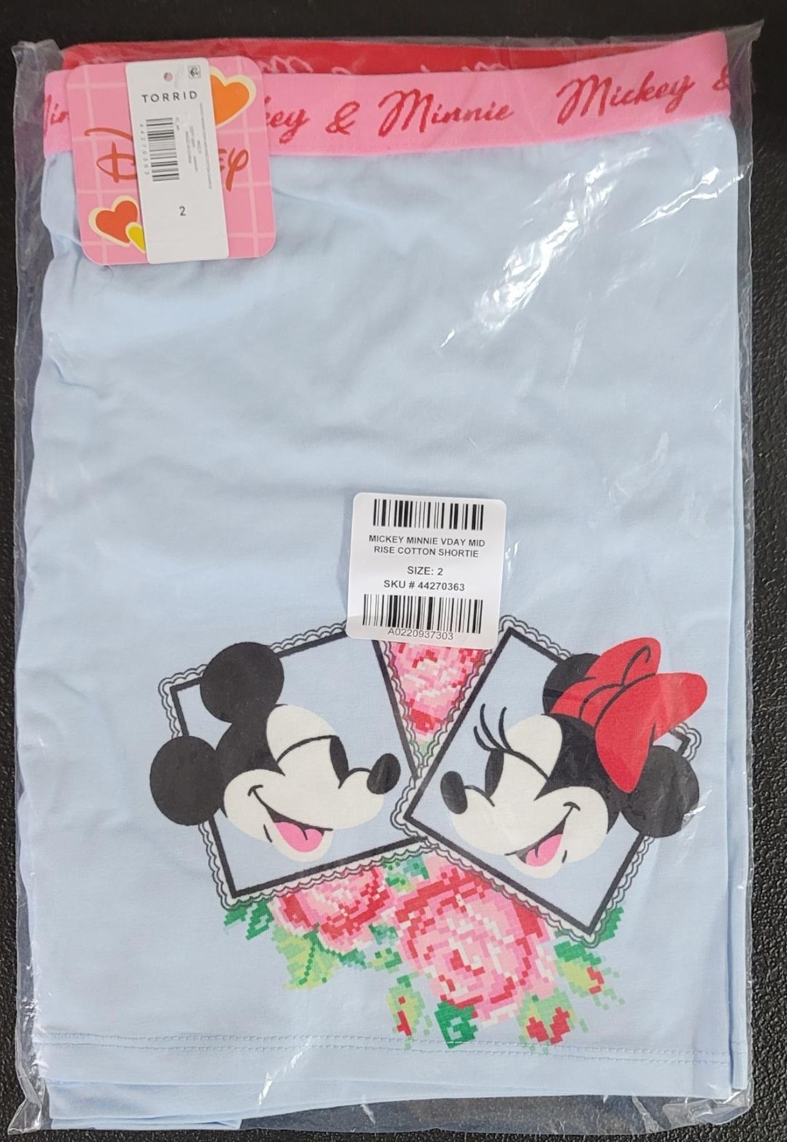 Torrid Mickey & Minnie Mouse Valentine’s Day Mid-Rise Cotton Panty Size 2 2X NWT