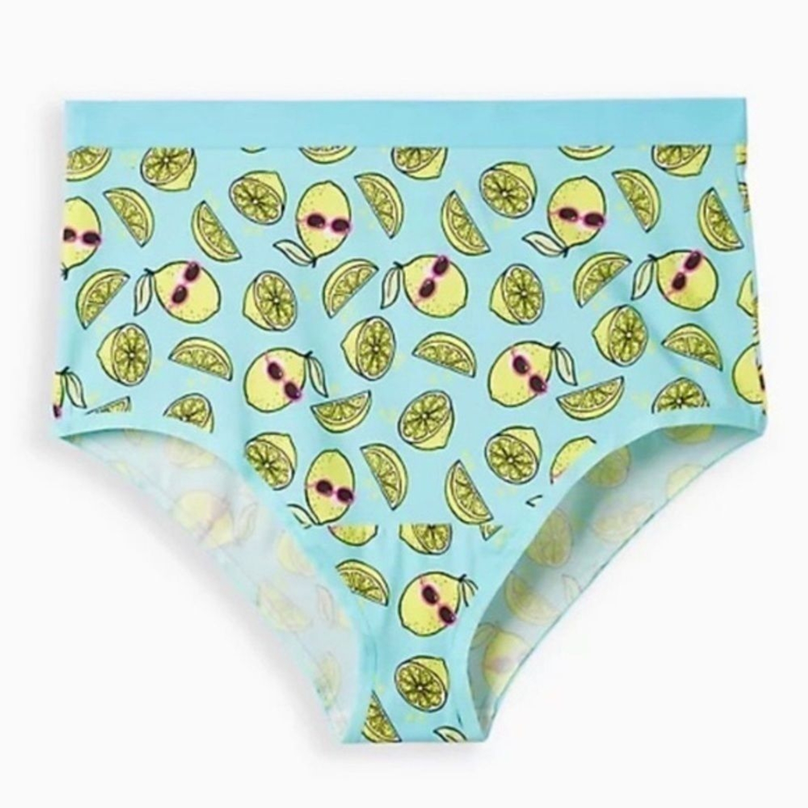 Torrid Blue Lemon Print Cotton High Rise Cheeky Panty Size 1X NWT