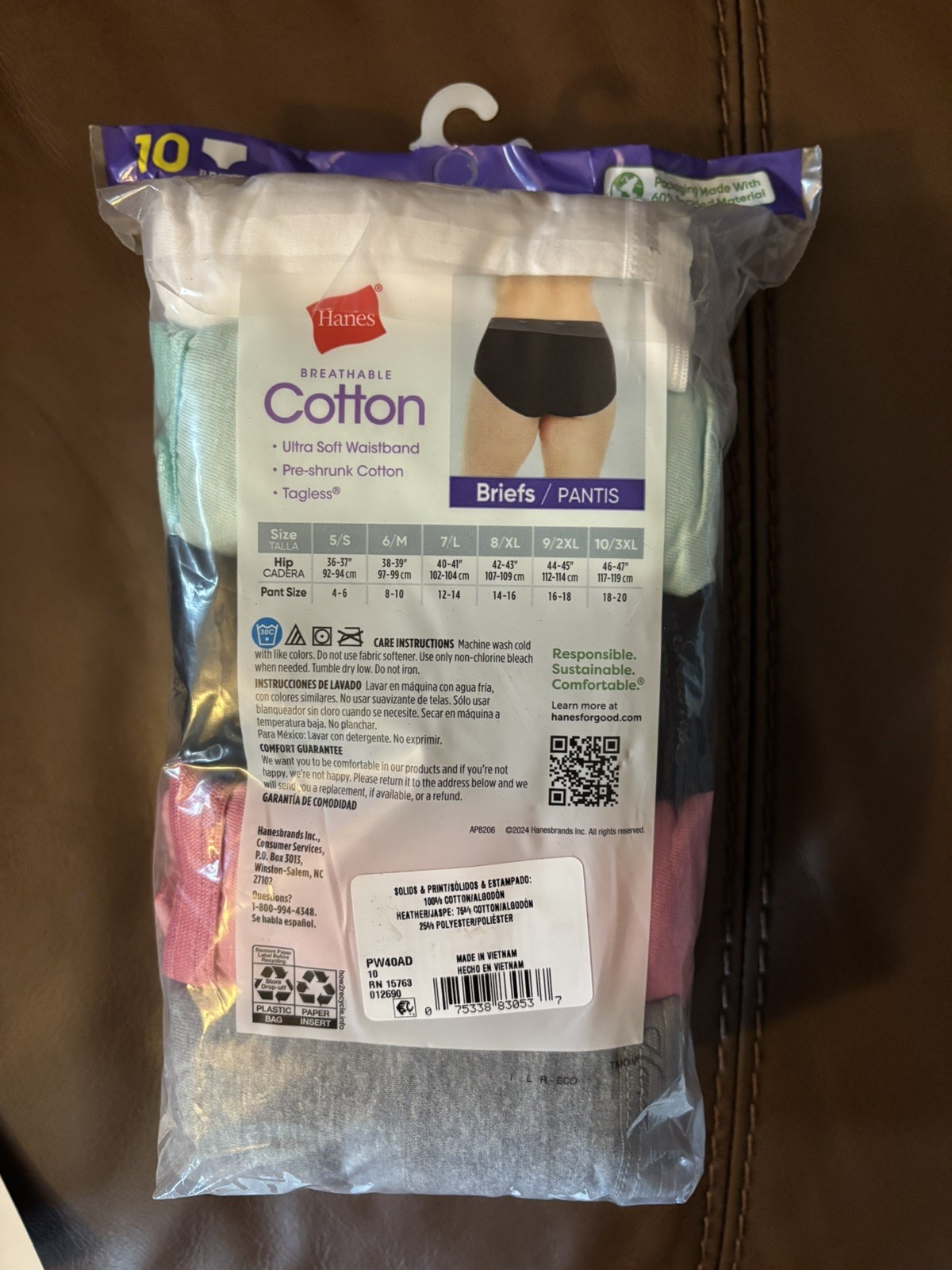 Hanes Women Size 10 3XL Breathable Cotton Brief Underwear 10 Pack Assorted NEW