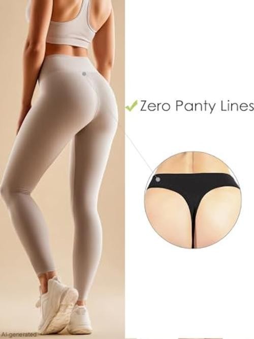 Women’s High Waisted Breathable Seamless Thong Panties,No Small B3s3 6 Pack