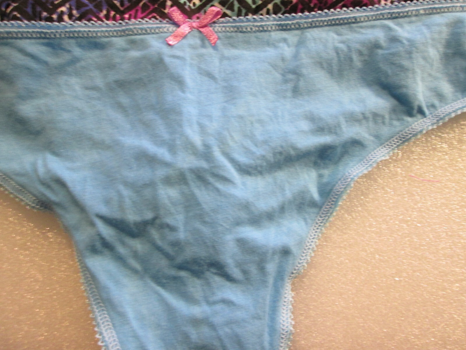 New 4 Ladies Thongs Cotton Panties💚Size XL💚Jewel Print, Blue, Black,Gray💚