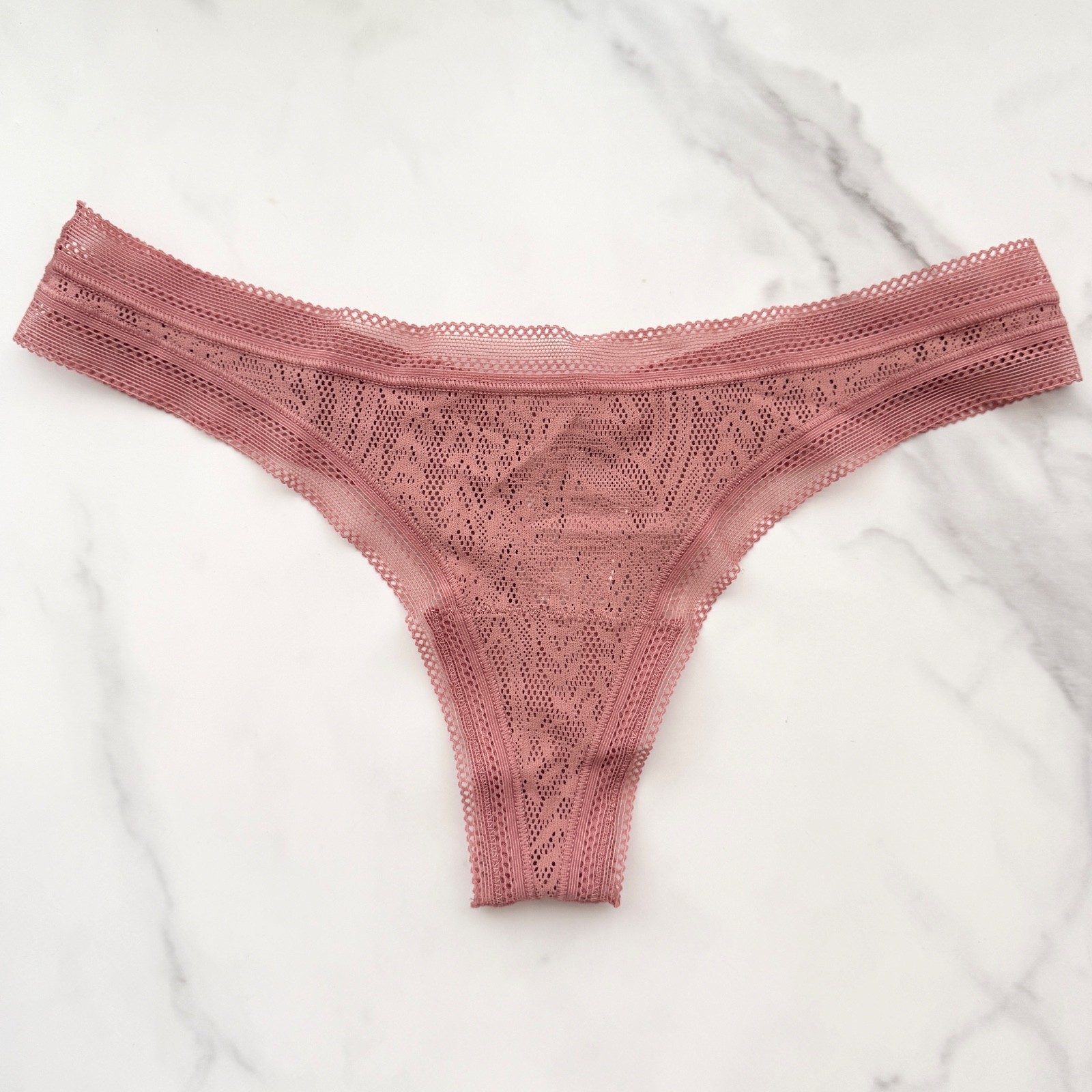 Soma Stretch Lace Thong Panty Clay Rose Size XS/S/M/L/XL