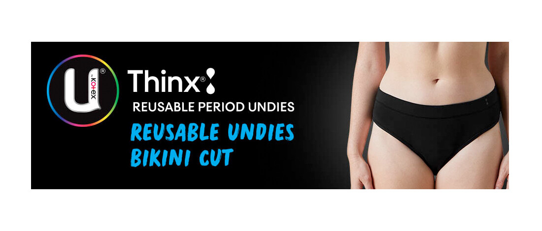 2 Pair U By Kotex Thinx Reusable Period Undies Bikini Cut Regular Size 12