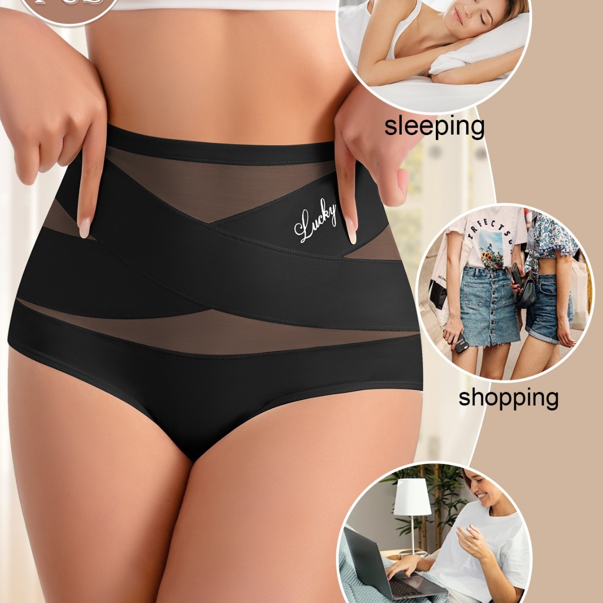 3 Pcs High Waist Tummy Control Briefs Women Cross Shaper Full Coverage Underwear