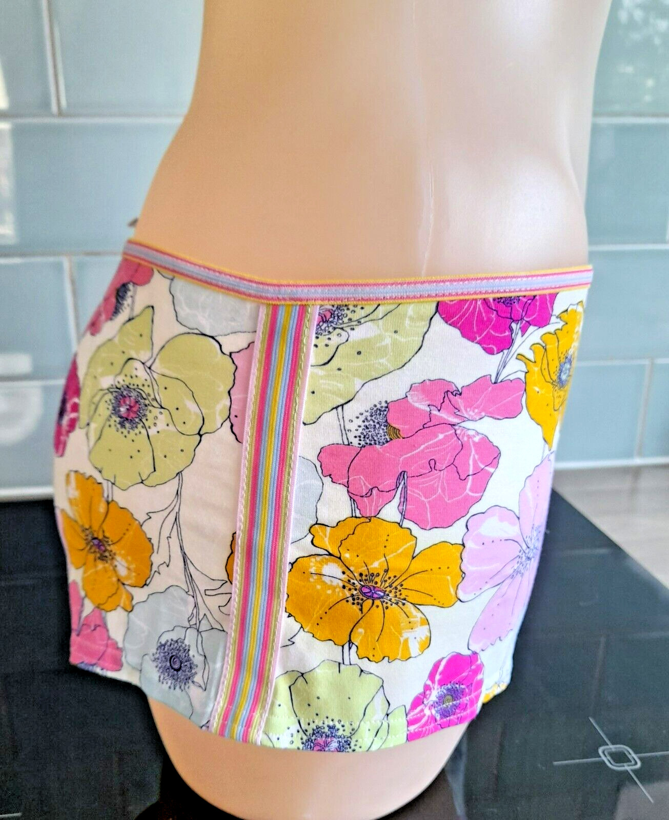Antonia Ghazlan Pink/Blue/Green/Yellow Printed Floral Cotton Shorts