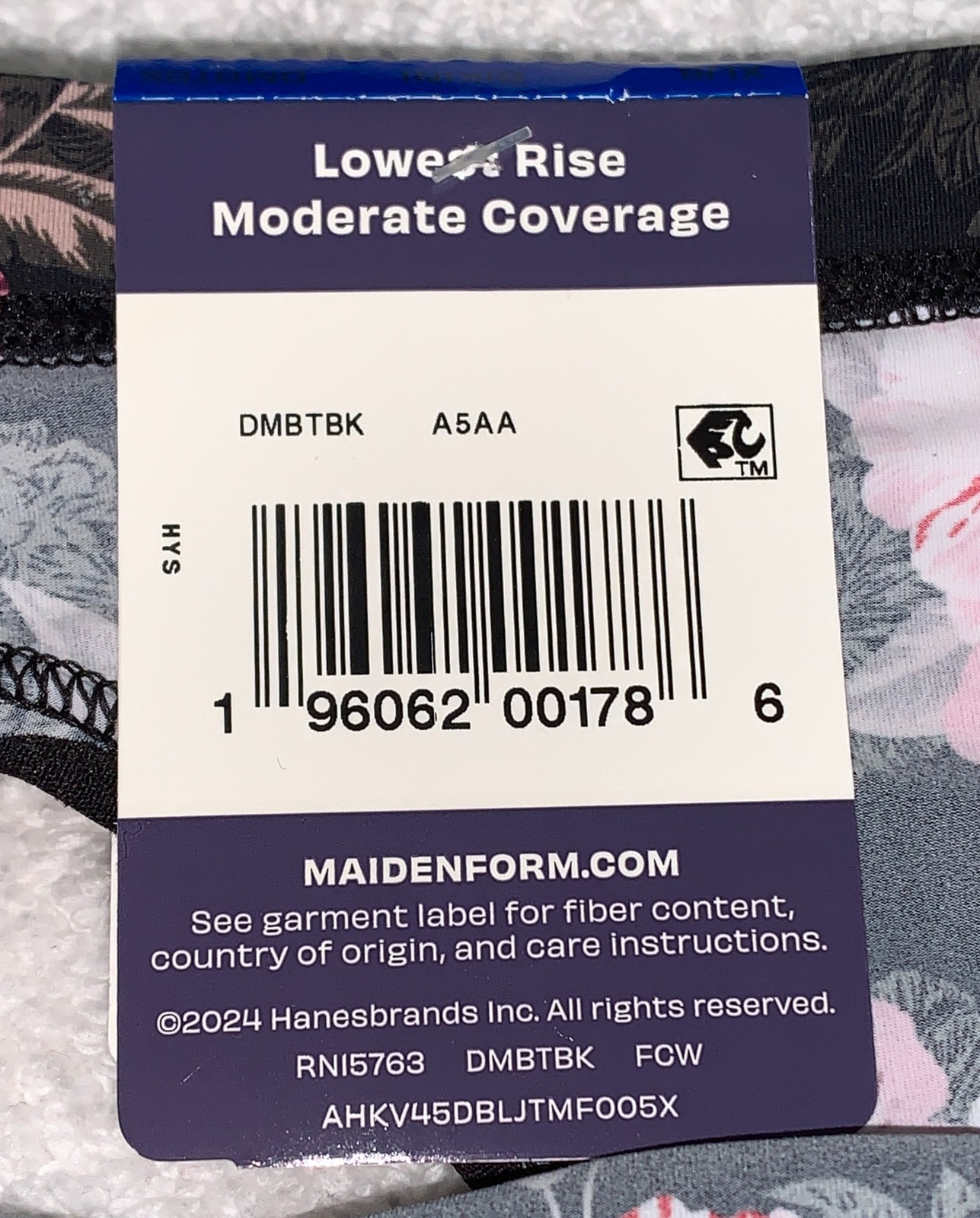 MAIDENFORM Barely There Black Floral Invisible Bikini Panty Womens M XL 8 2XL 9