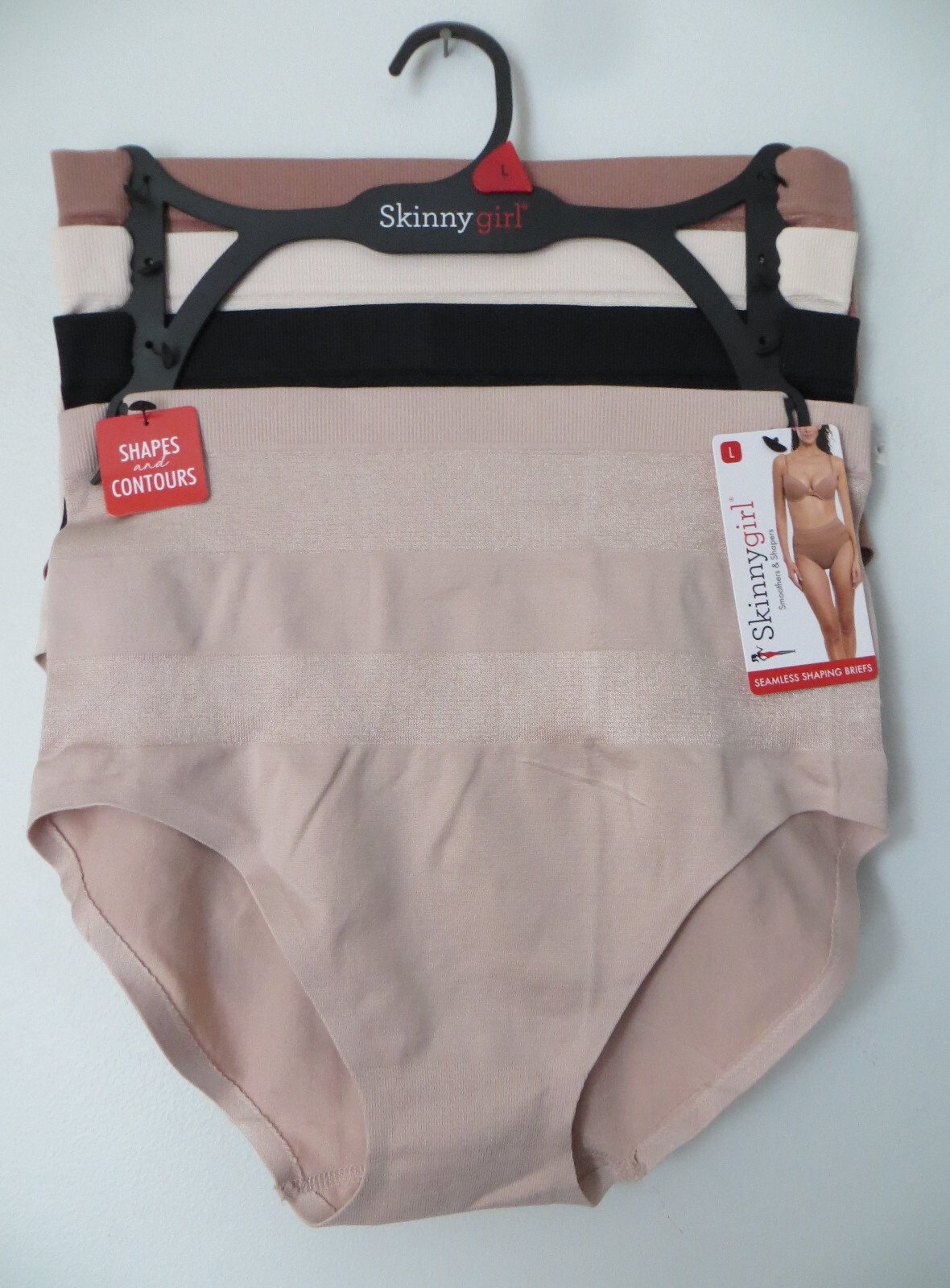 Skinny Girl Shaping Briefs Panties Size L- 4 Pack #9841 NEW w/ Tag $48.00