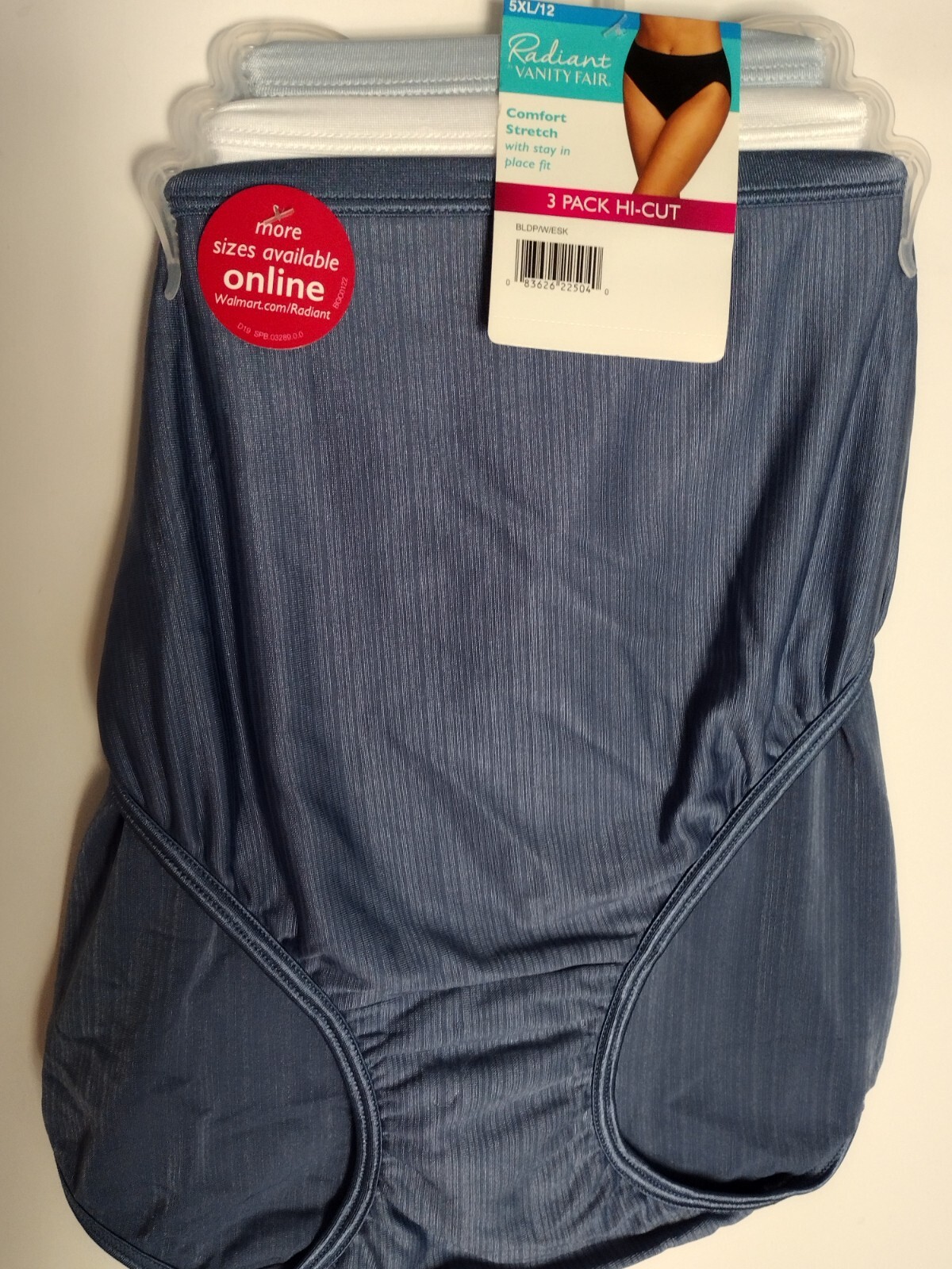 Vanity Fair Radiant Womens Hi-Cut Underwear Panties 3-Pair Nylon Blend 5XL M. C
