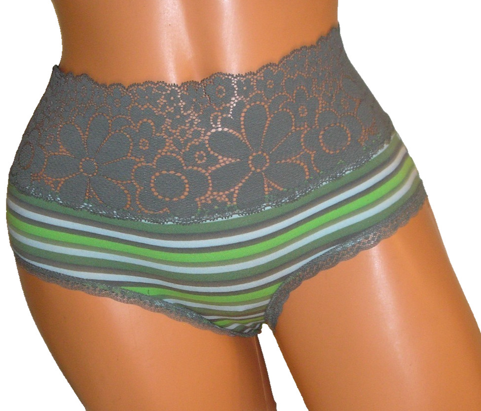 Aerie Scrunchback Lace Trim Striped Boybrief Culotte Panties Small / Medium
