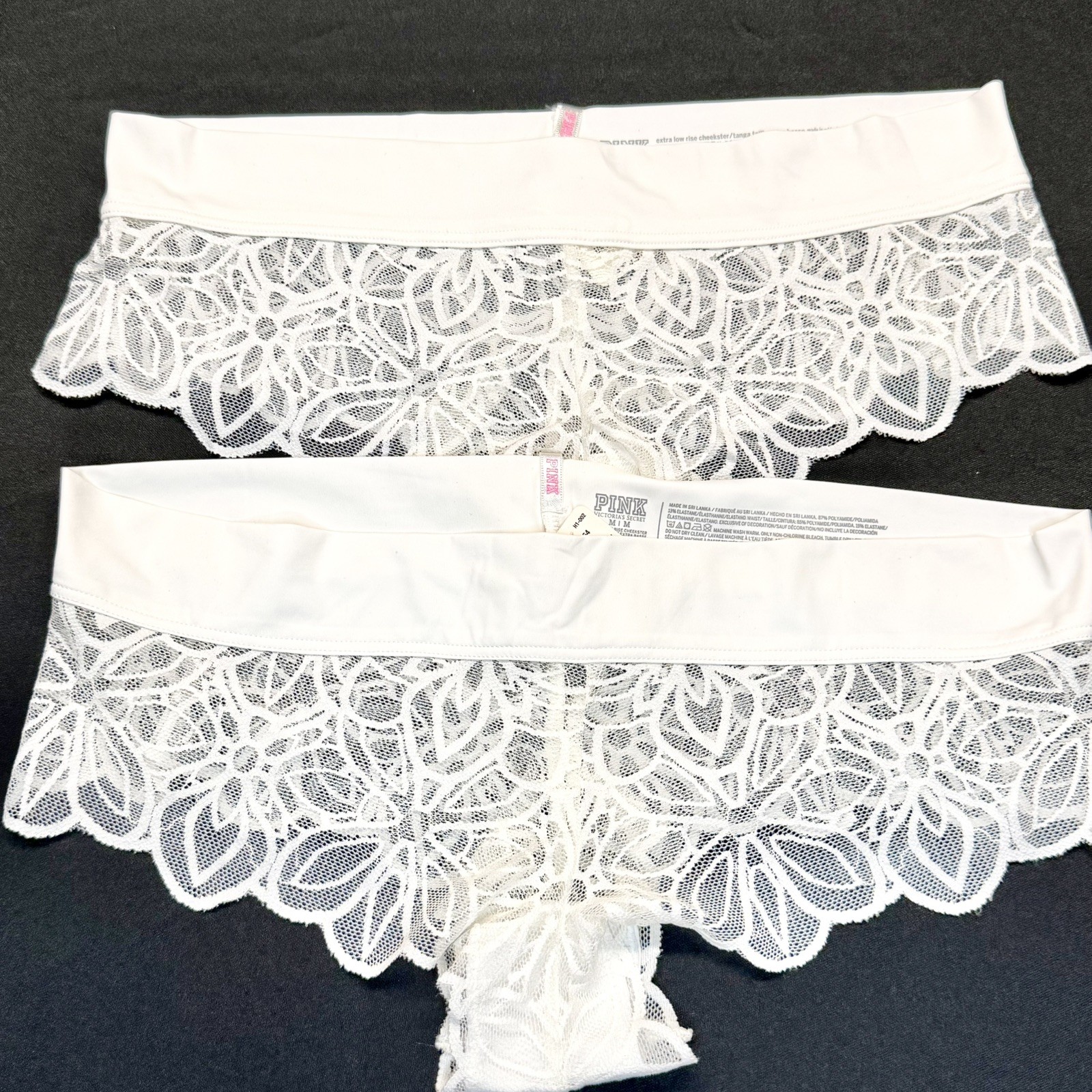 LOT Vintage PINK by Victoria’s Secret White Extra Low Rise Cheekster Panties Med