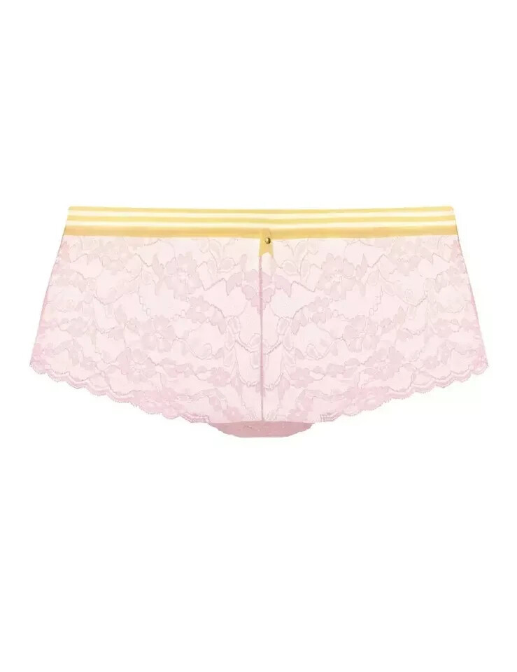 Freya Offbeat Short Brief Size S 10 12 Macaron Pink Yellow Lace Knickers 5456