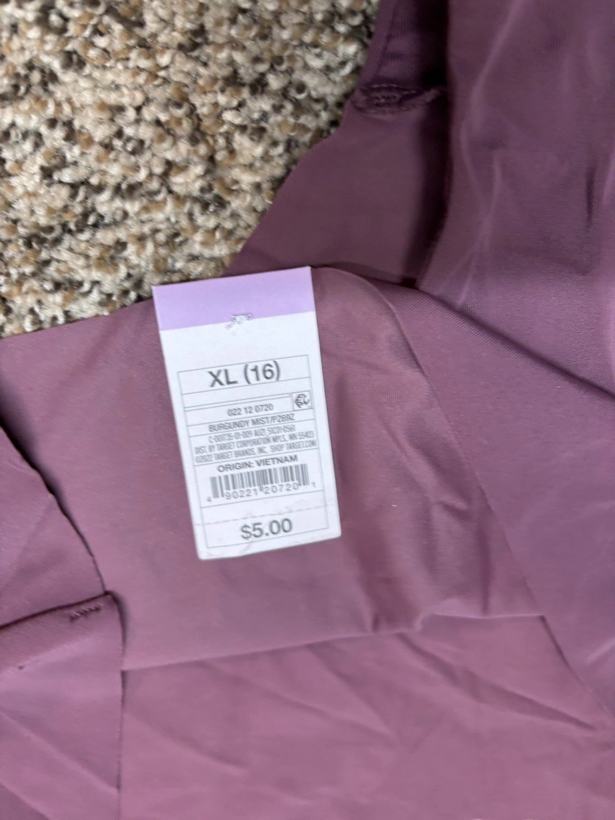 Auden “Burgundy Mist” Invisible Edge Cheeky Panty. Size: XL (16).