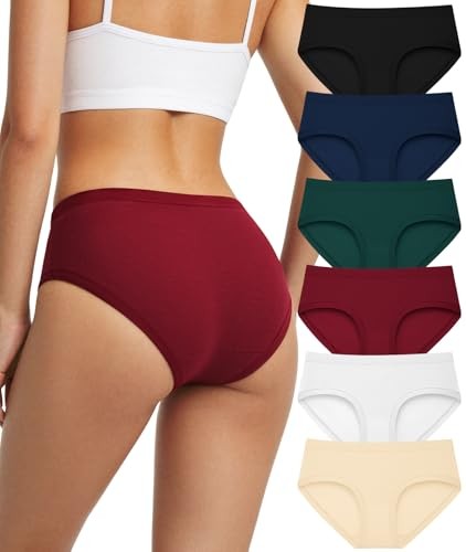 Women’s Cotton Underwear Full Coverage Soft Briefs Stretch Medium 6 Color Packs