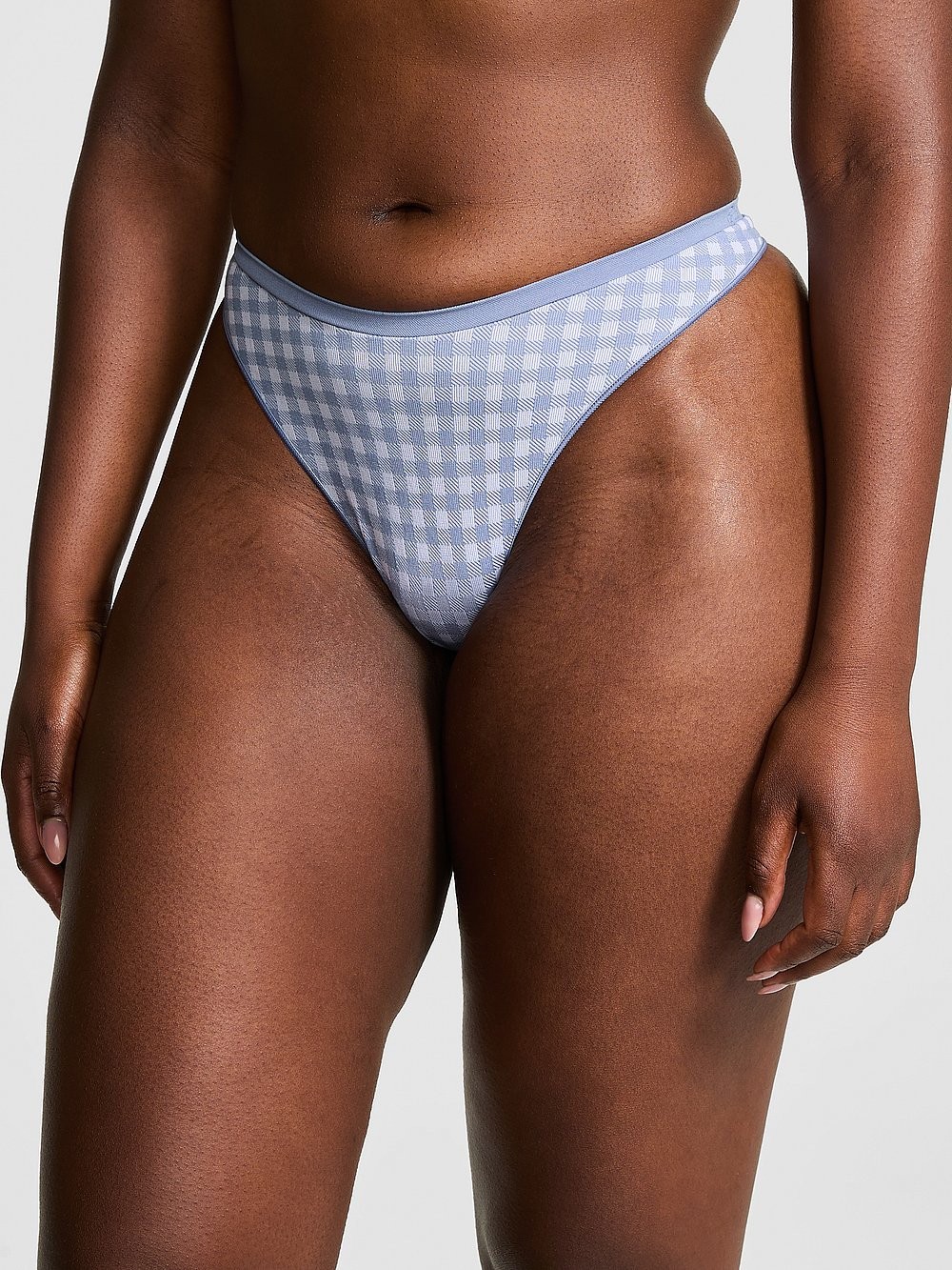 Victoria’s Secret PINK – L Seamless High-Leg Thong Panty – Blue Gingham Large