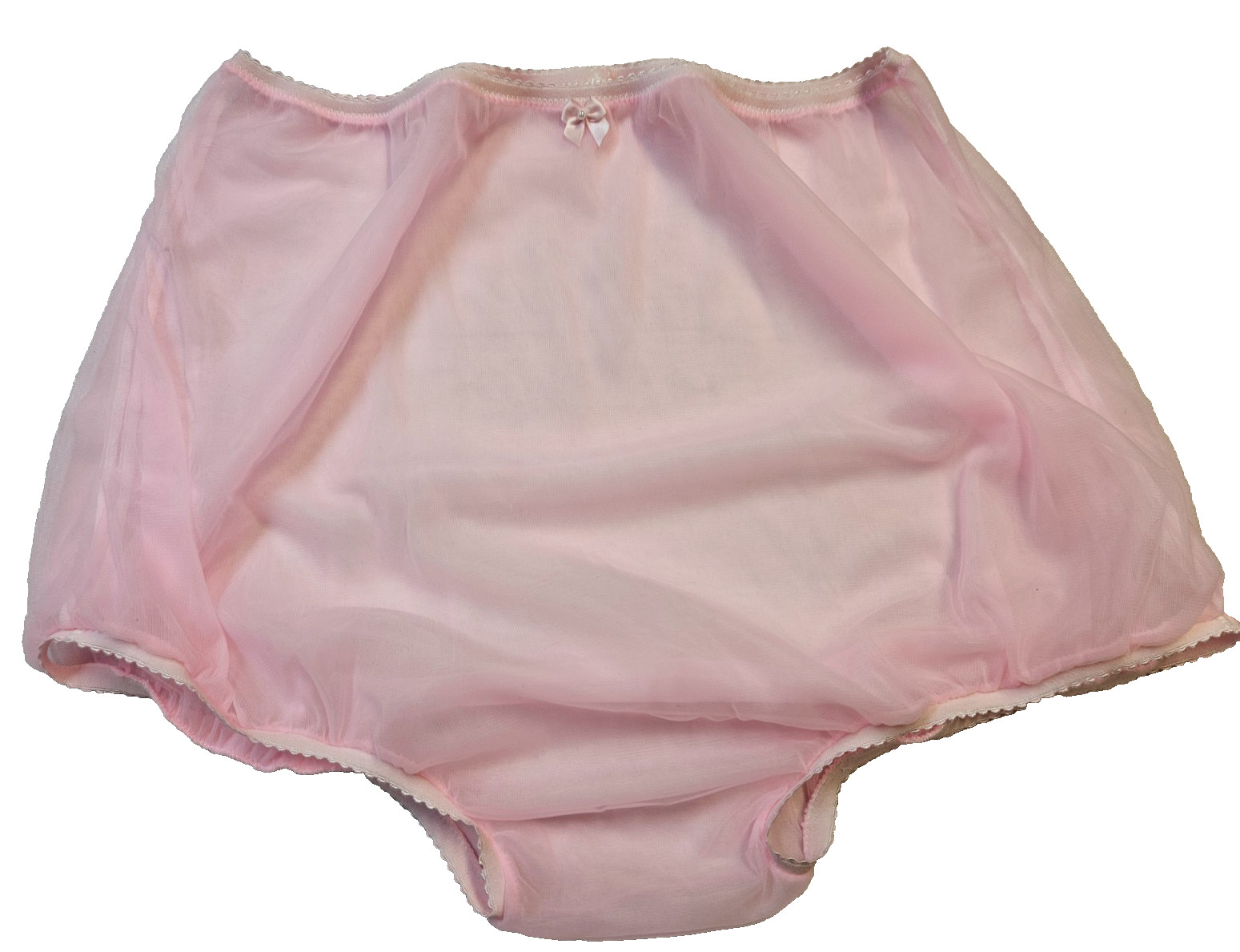 2 Layer PINK SHEER Nylon Bloomer Panty NO LACE Men or Women 27-42 Waistband
