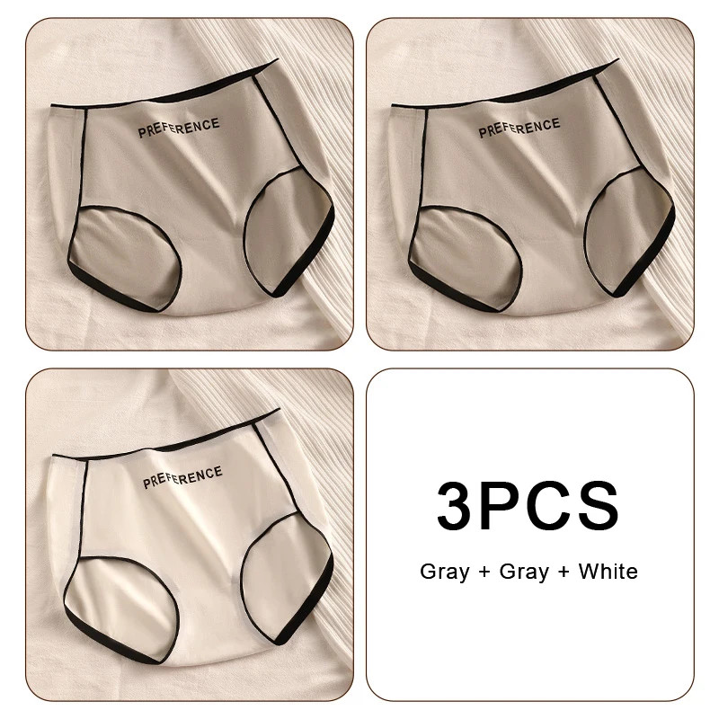 Cotton Seamless Briefs High Waist Letter Print Women’s Underwear 3 Pcs