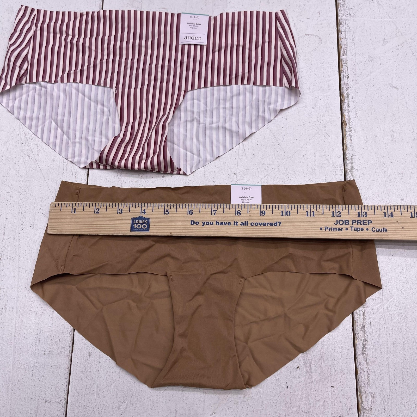 Auden Panties Womens Small Brown Striped Invisible Edge No Show Hipster 2 Pack