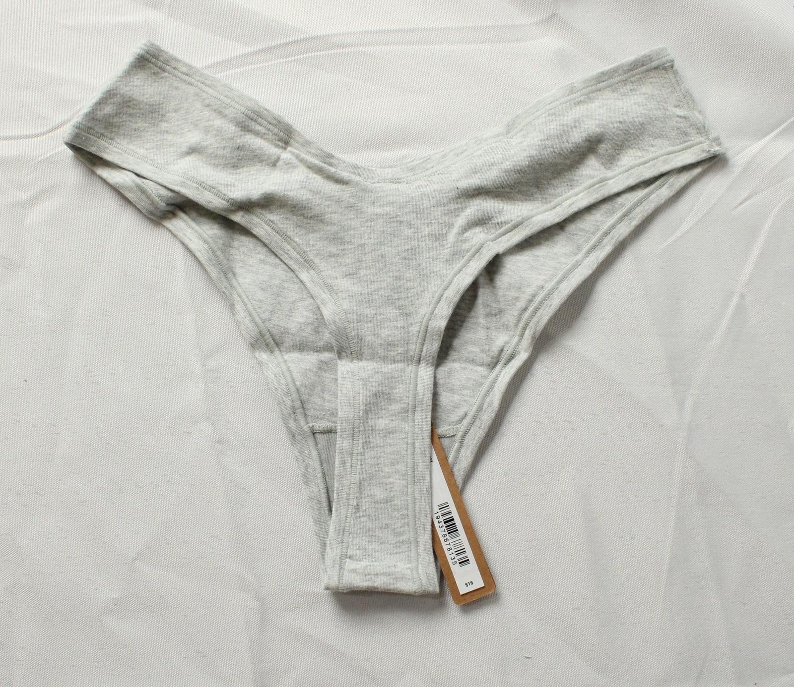 Skims Women’s Cotton Jersey Dipped Thong NN7 Light Heather Grey Medium NWT