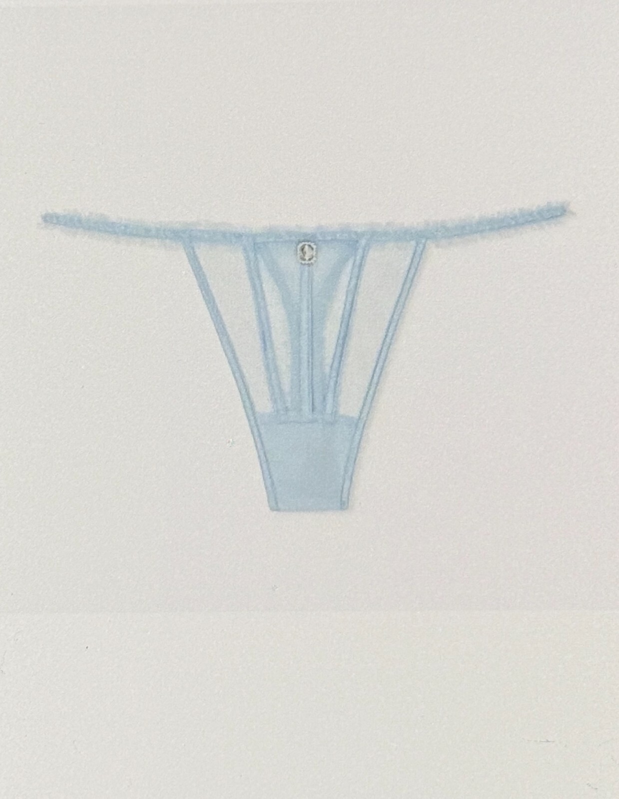 Victoria’s Secret Dream Angels Glitter Tulle Thong Panty Rhinestone Mesh Blue XL